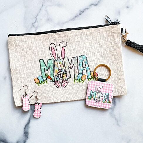 Personalized Wristlet Handbag Easter Gift Set for Women Mom Mama Her Girls Custom Name Handmade in Saudi Arabia