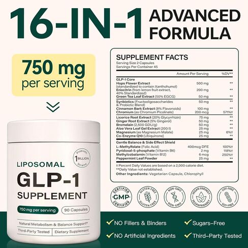 Ninsiec GLP-1 Probiotic Supplement, Support GLP1 Naturally for Women and Men, with Prebiotic & Probiotic Blend,Hunger, Cravings, Gut Health (90 Capsules) in Saudi Arabia