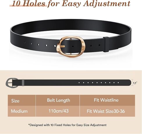 Amyzavls 3 Pack Women's Belts for Jeans, Dresses, Pants, Leather Belt for Women with Fluid Liquid Shaped Gold Buckle, Black & Brown & Beige Trendy Fashion Belts for Ladies 43 inch in Kuwait