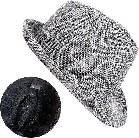 Mesh Sequins Fedoras Hat Gentleman Christmas Casual Gatherings with Rolled Up Brim for Adult Derby Men for Woman Large Heads in Saudi Arabia