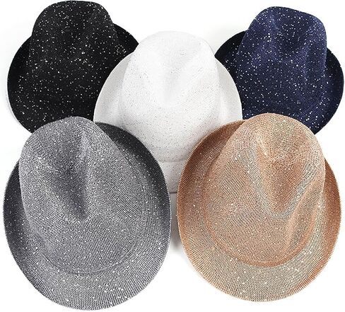 Mesh Sequins Fedoras Hat Gentleman Christmas Casual Gatherings with Rolled Up Brim for Adult Derby Men for Woman Large Heads in Saudi Arabia