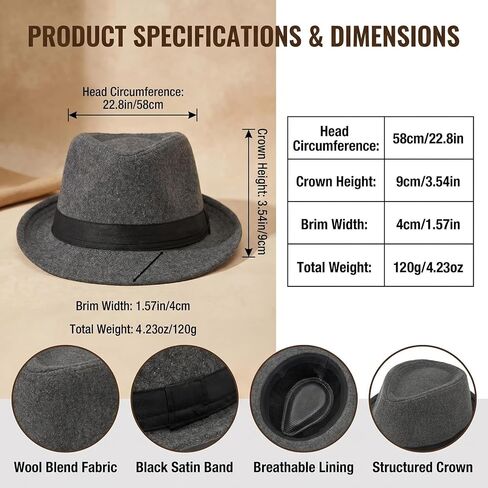 Unisex Trilby Fedora Hat 1920s Panama Hat Manhattan Gatsby Hat with Band Derby Hat Jazz Cap in Kuwait
