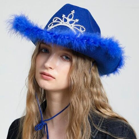 Hats Western Hat Womens Adult Furry Trims Fedoras Costume Accessories Cowgirls Hats for Women in Saudi Arabia