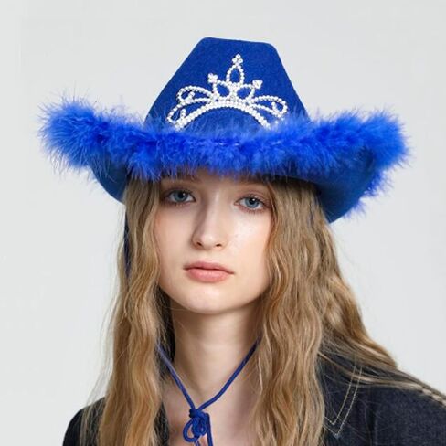 Hats Western Hat Womens Adult Furry Trims Fedoras Costume Accessories Cowgirls Hats for Women in Saudi Arabia