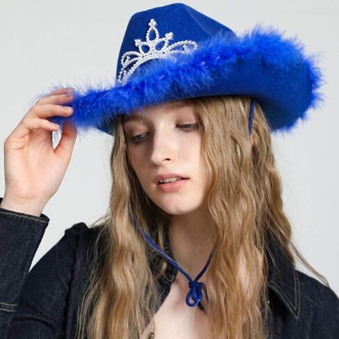 Hats Western Hat Womens Adult Furry Trims Fedoras Costume Accessories Cowgirls Hats for Women in Saudi Arabia
