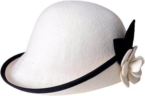 Woolen Dome Caps Vintage Camellia Flower Fedoras Carnivals Party Props Accessories Adjustable Hat in Saudi Arabia