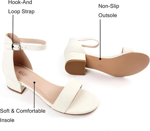 Girls Dress Shoes Low Heel Sandals Open Toe Ankle Strap for Flower Girl Wedding Party,Little and Big Girls in Saudi Arabia