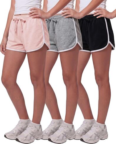 Real Essentials 3 Pack: Girls Fleece Dolphin Shorts Athletic Running Soccer Basketball Sleep Lounge Casual Cozy in Kuwait