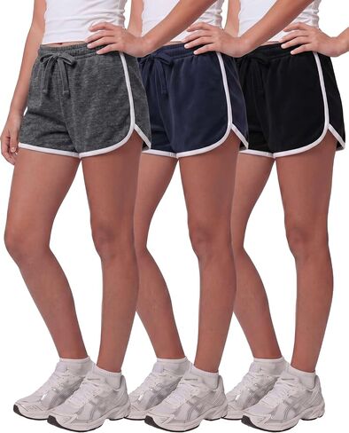 Real Essentials 3 Pack: Girls Fleece Dolphin Shorts Athletic Running Soccer Basketball Sleep Lounge Casual Cozy in Kuwait