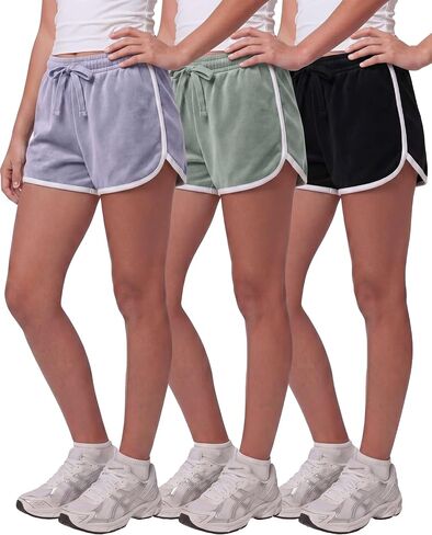 Real Essentials 3 Pack: Girls Fleece Dolphin Shorts Athletic Running Soccer Basketball Sleep Lounge Casual Cozy in Kuwait