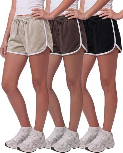 Real Essentials 3 Pack: Girls Fleece Dolphin Shorts Athletic Running Soccer Basketball Sleep Lounge Casual Cozy in Kuwait