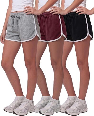 Real Essentials 3 Pack: Girls Fleece Dolphin Shorts Athletic Running Soccer Basketball Sleep Lounge Casual Cozy in Kuwait