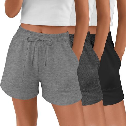 Xaatren 3 Pack Girl's Shorts Teen Summer Elastic Waist Drawstring Athletic Shorts Comfy SweatShorts with Pockets 5-14 Years in Kuwait