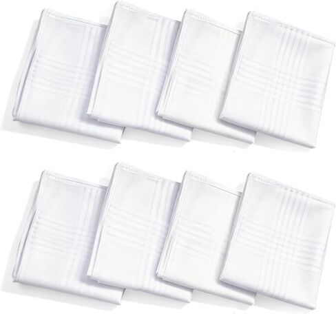 8 Pack Handkerchiefs for Men, 100% Soft Cotton White mens handkerchiefs, 16x16 Inch pocket squares for men in Saudi Arabia