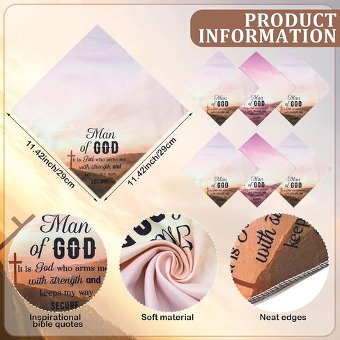 Ceenna 50 Pcs Christian Fathers Ideal Day Gift for Church Bulk Man of God Handkerchief Bible Verse Handkerchiefs Religious Inspirational Quote Gift for Him Men Dad in Kuwait