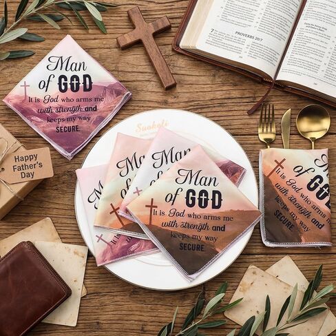 Ceenna 50 Pcs Christian Fathers Ideal Day Gift for Church Bulk Man of God Handkerchief Bible Verse Handkerchiefs Religious Inspirational Quote Gift for Him Men Dad in Kuwait