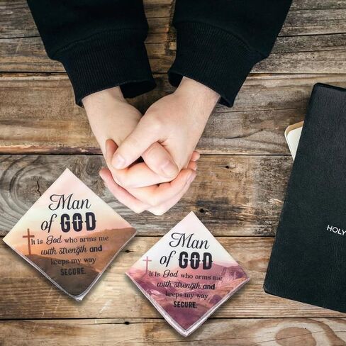 Ceenna 50 Pcs Christian Fathers Ideal Day Gift for Church Bulk Man of God Handkerchief Bible Verse Handkerchiefs Religious Inspirational Quote Gift for Him Men Dad in Kuwait