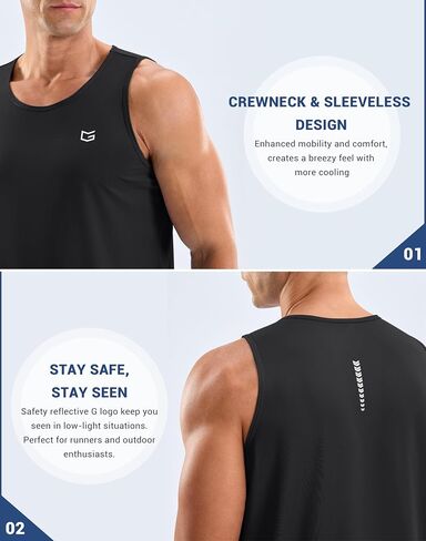 G Gradual Men's Workout Tank Tops Sleeveless Muscle Shirts Summer UPF 50+ Quick Dry Shirts for Men Athletic Running Gym in Kuwait