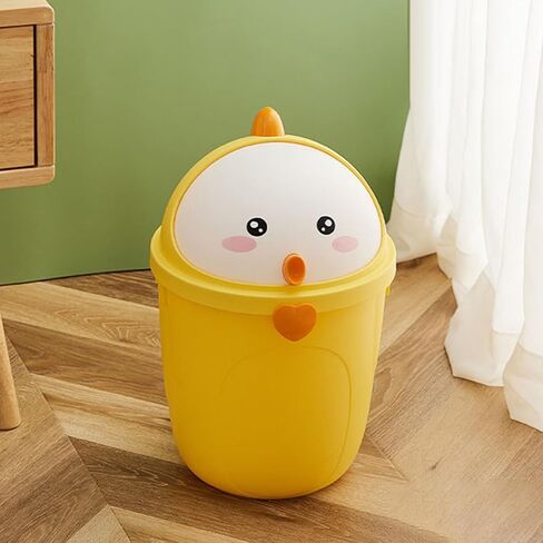 Abaodam Desk Trash Can with Lid, Large Chick Shape Cartoon Small Garbage Bucket for Home and Office, Multi-use Decorative Waste Container, ’ Room Storage Bin in Kuwait