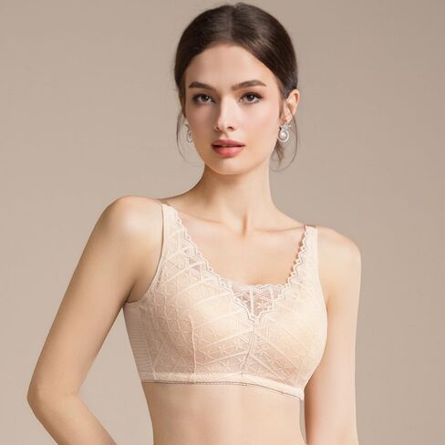Women's Wireless Lace Bra, Mastectomy Pocket Bra with Silicone Breast Forms, Cotton, Full Coverage in Kuwait