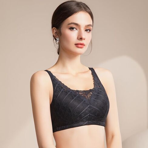 Women's Wireless Lace Bra, Mastectomy Pocket Bra with Silicone Breast Forms, Cotton, Full Coverage in Kuwait