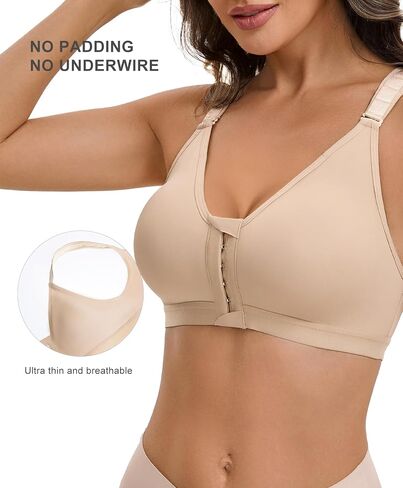 Front Closure Compression Bra Post Surgery Mastectomy Surgical Wireless with Adjustable Straps in Saudi Arabia