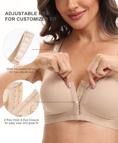 Front Closure Compression Bra Post Surgery Mastectomy Surgical Wireless with Adjustable Straps in Saudi Arabia