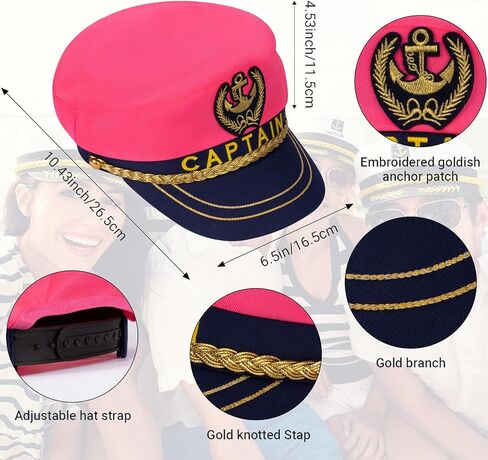 ANABIUP Yacht Captain Hat, Hot Pink Sailor Hat for Men & Women,Yacht Rock Style Captains Cap for Nautical Theme Parties in Saudi Arabia