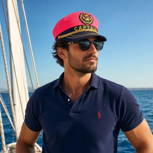 ANABIUP Yacht Captain Hat, Hot Pink Sailor Hat for Men & Women,Yacht Rock Style Captains Cap for Nautical Theme Parties in Saudi Arabia