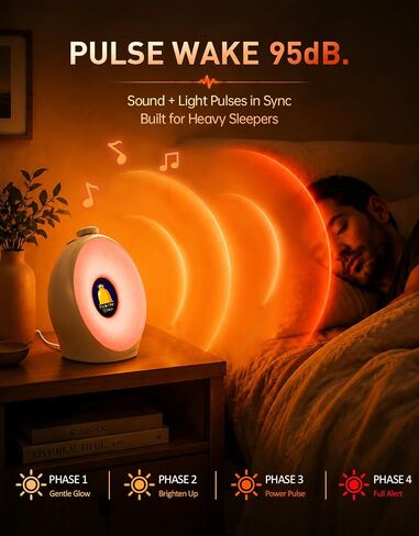 Dekala Sunrise Alarm Clock for Heavy Sleepers with Pulse Wake, Sunset Sound Machine with Breathing Ambient Light, Loud Alarm for Bedrooms, Wake Up Light, Digital Color Display & 7 Themes, No App in Saudi Arabia