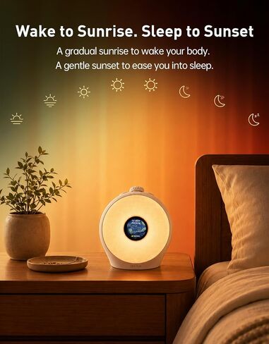 Dekala Sunrise Alarm Clock for Heavy Sleepers with Pulse Wake, Sunset Sound Machine with Breathing Ambient Light, Loud Alarm for Bedrooms, Wake Up Light, Digital Color Display & 7 Themes, No App in Saudi Arabia
