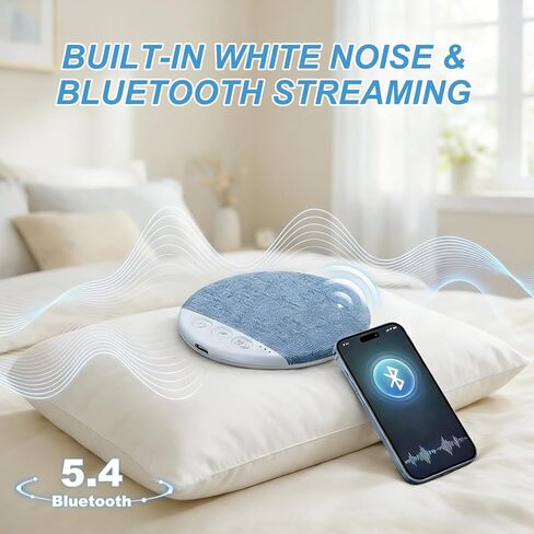 2026 Mini Bluetooth Pillow Speaker for Sleeping, Under Pillow Speaker with Built-in White Noise & Pink Noise Sound Machine, 48H Playtime, 3 Timers, Stereo Bass Private Sleep Audio (Blue) in Kuwait