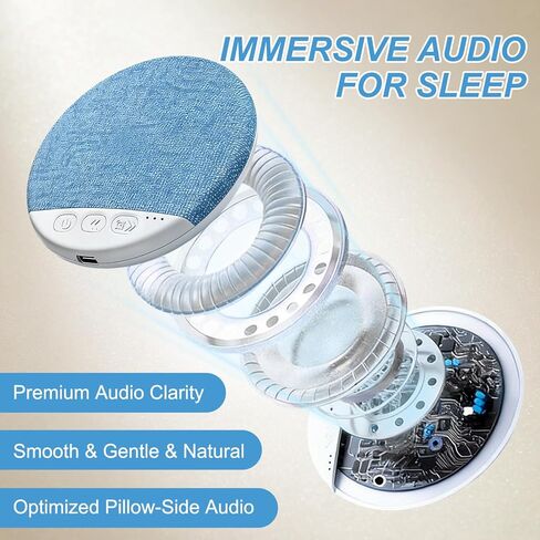 2026 Mini Bluetooth Pillow Speaker for Sleeping, Under Pillow Speaker with Built-in White Noise & Pink Noise Sound Machine, 48H Playtime, 3 Timers, Stereo Bass Private Sleep Audio (Blue) in Kuwait