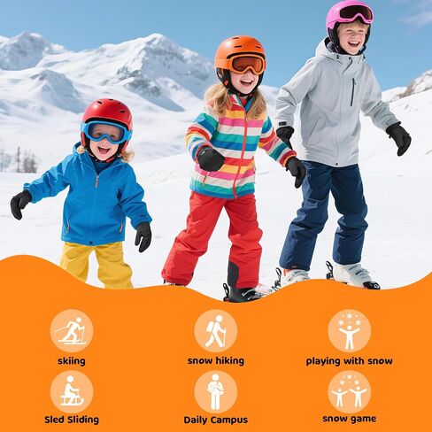 Braventure Kids Waterproof Winter Gloves: Warm Windproof Ski Gloves with Hand Warmer Pocket for Aged 12-14, Non-Slip Cold Weather Mittens for Skiing Snowboarding School Boys Girls Child Black in Saudi Arabia