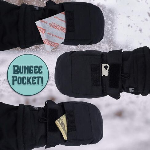 L-Bow Kids Mittens + Bungee Pocket Style for Hand Warmers + Waterproof Stay On Design + Cold Weather 3M Thinsulate Material + Winter Toddler Mittens for Snow (Blue, Small) in Saudi Arabia