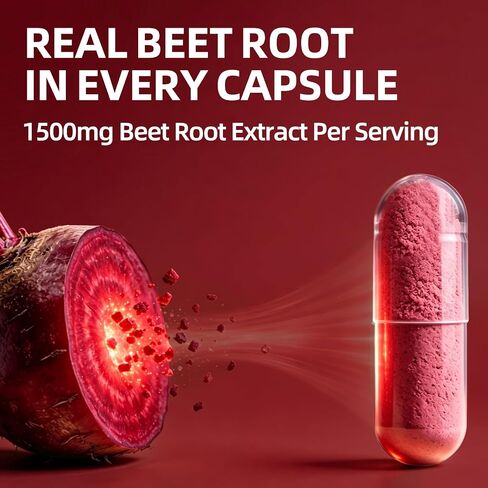 Beet Root Capules - Beet Root Powder with Hawthorn Berry, CoQ10, Garlic Bulb, Black Pepper for Heart & Circulation Support, Beetroot Supplement for Women and Men, 120 Capsules, 60-Day Supply in Saudi Arabia