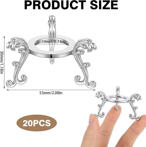 20 Pcs Silver Crystal Ball Stand for Displaying Crystal Glass and Natural Rocks, Sphere Display Holder, for Displaying 40-80mm Sphere Crystals Globe Balls Decorative Rock Stone Egg, Easter Egg Display Stand for Party in Saudi Arabia