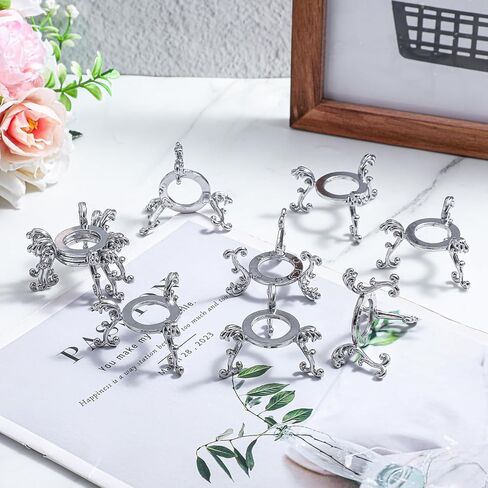 20 Pcs Silver Crystal Ball Stand for Displaying Crystal Glass and Natural Rocks, Sphere Display Holder, for Displaying 40-80mm Sphere Crystals Globe Balls Decorative Rock Stone Egg, Easter Egg Display Stand for Party in Saudi Arabia