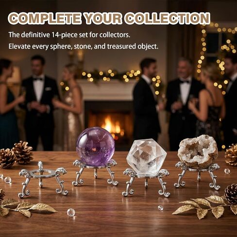 20 Pcs Silver Crystal Ball Stand for Displaying Crystal Glass and Natural Rocks, Sphere Display Holder, for Displaying 40-80mm Sphere Crystals Globe Balls Decorative Rock Stone Egg, Easter Egg Display Stand for Party in Saudi Arabia