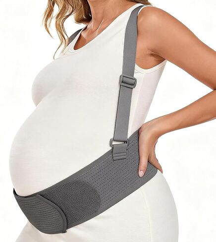 Pregnancy Belly Bands for Pregnant Women, Maternity Belly Band Pregnancy Support Belt with Adjustable Straps (Gray, Medium) in Saudi Arabia