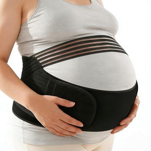 حزام بطن الحمل بمقاس كبير، حزام دعم الأمومة 3XL/4XL لتخفيف آلام البطن والخصر والظهر، قابل للتعديل وجيد التهوية للأمهات الحوامل (يناسب الخصر 43"-59") in Kuwait