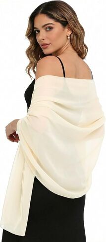 Sumolux Chiffon Shawls and Wraps for Evening Dresses Women Soft Silky Elegant Wedding Bridal Scarve in Kuwait