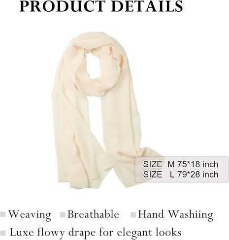 Sumolux Chiffon Shawls and Wraps for Evening Dresses Women Soft Silky Elegant Wedding Bridal Scarve in Kuwait