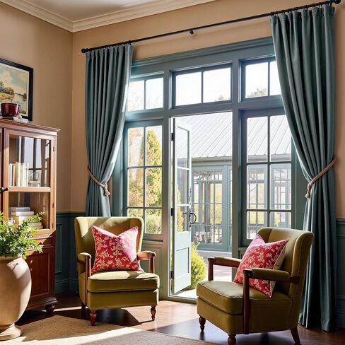Lazzzy Blue Blackout Velvet Extra Long Curtains 108 Inch Long Thermal Insulated Lined Curtain Drapes Luxury Back Tab Window Treatments for Bedroom Living Room 2 Panels, 52 x 108 Inch, Aegean Blue in Saudi Arabia