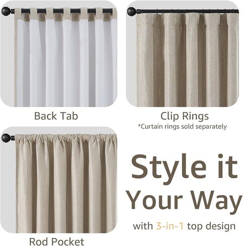 100% Blackout Curtains for Bedroom Decor White Linen Textured Curtains with Liner Insulated Thermal Curtains for Living Room 84 Inch Long 2 Panels Noise Reducing Blackout Drapes Back Tab Window Drapes in Kuwait