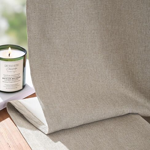 100% Blackout Curtains for Bedroom Decor White Linen Textured Curtains with Liner Insulated Thermal Curtains for Living Room 84 Inch Long 2 Panels Noise Reducing Blackout Drapes Back Tab Window Drapes in Kuwait