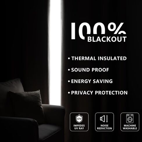 ستائر تعتيم 100% بطول 84 بوصة، لوحتان من الكتان الصناعي، ستائر طويلة لغرفة النوم والحضانة وغرفة المعيشة، ستارة تعتيم سوداء للغرفة معزولة حراريًا وجيب قضيب خلفي (عرض 52 × طول 84، بيج) in Kuwait