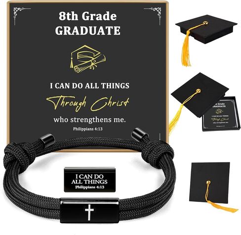 Trinckle 2026 Graduation Gifts for Boys, Kindergarten 5th 8th High School Middle School Cross Graduation Bracelet with Card and Box, Adjustable College Grad Gifts for Teen Boys Son Grandson Nephew in Kuwait