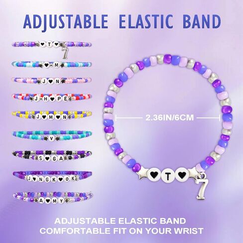 NEOVISTA Kpop Bangtan Merch Bracelets for Army – Stackable Bracelet Set with Letter Beads for K Pop Music Fan Gift, Strechy Bracelet Jewelry for Concert Outfit & Everyday Wear in Saudi Arabia