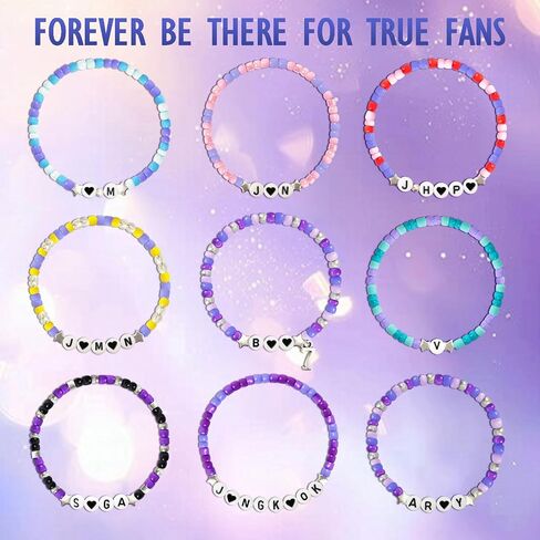 NEOVISTA Kpop Bangtan Merch Bracelets for Army – Stackable Bracelet Set with Letter Beads for K Pop Music Fan Gift, Strechy Bracelet Jewelry for Concert Outfit & Everyday Wear in Saudi Arabia